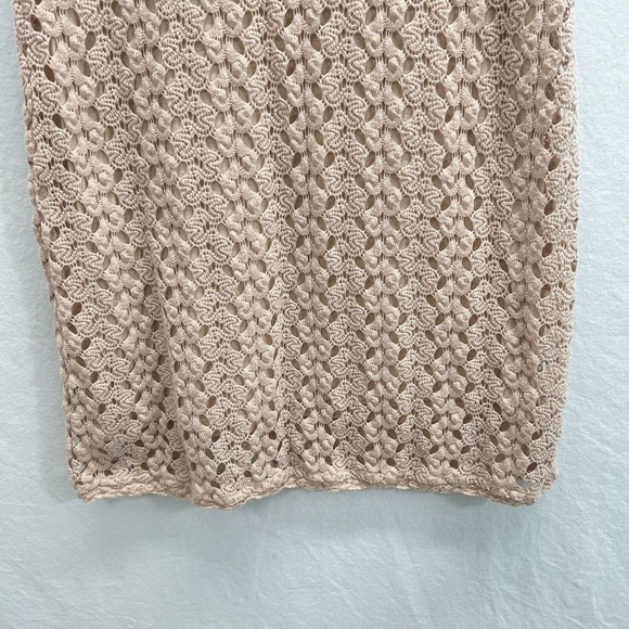 Free People Crochet Mini Dress Size Small Beige Lined Cap Sleeves - Picture 5 of 14